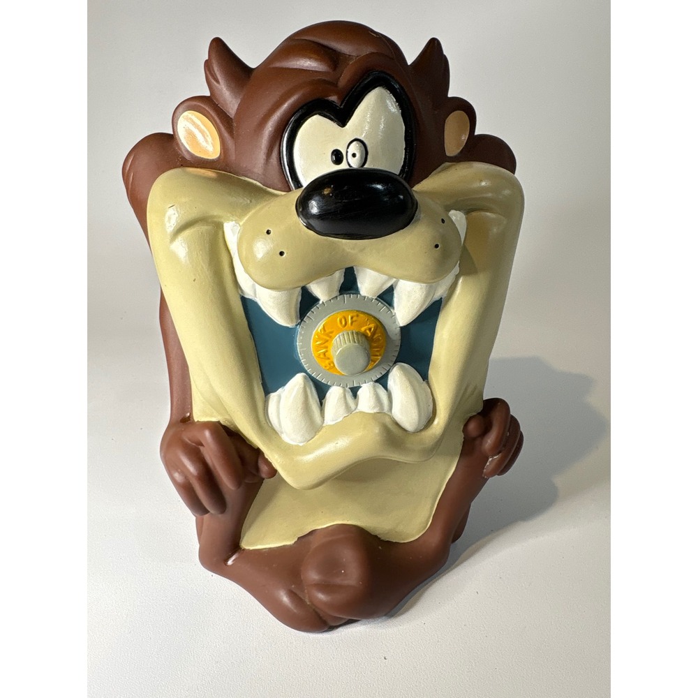 Vintage 1997 Warner Bros Applause Taz Tasmanian Devil Bank Vault Coin Bank